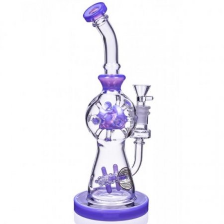 Smoke Propeller Dab Rig - 12" Dual Spinning Propeller Perc To Swiss Faberge Egg Perc - Purple New