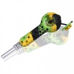 Stratus - 4" Silicone Hand Pipe 2 In 1 With Honey Dab Straw - Greenish Black New