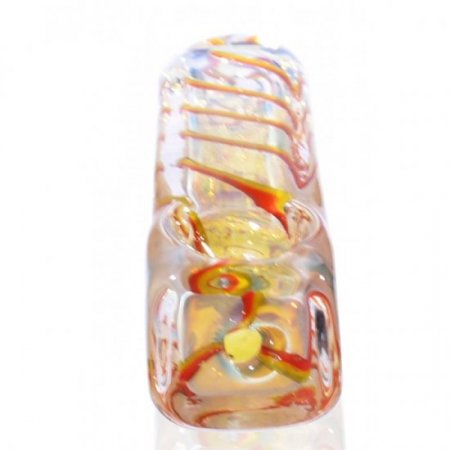 2.75" Brick Shaped Triangled Glass Spoon Hand Pipe - Golden Fumed New