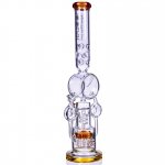 SMOKENATOR - LOOKAH PLATINUM DESIGN SERIES BONG - 20" PLATINUM DONUT RECYCLER BONG WITH SPIRAL PERCS - Amber New