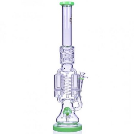 Chamber's of Secrets - SMOQ Glass - 22" Quad Honeycomb to Sprinkler Perc Bong - Green New