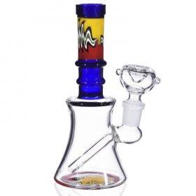 Rainbow Smash - 6" Mini Bong with Ice Catcher - Wigwag Pattern - Blue New