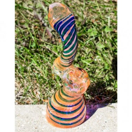 Smoke Through - 8" Heavily Golden Fumed Bubble Trap Bubbler New