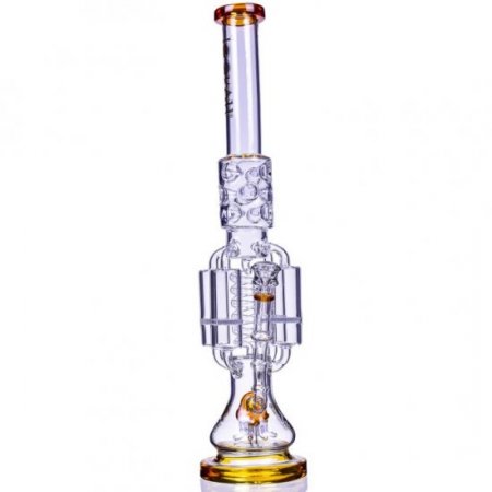 Strange Smoke - Lookah? - 20" Sprinkler Perc And Quad Honeycomb Bong - Amber New