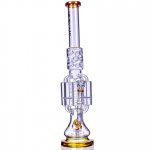 Strange Smoke - Lookah? - 20" Sprinkler Perc And Quad Honeycomb Bong - Amber New