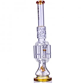 Strange Smoke - Lookah? - 20" Sprinkler Perc And Quad Honeycomb Bong - Amber New