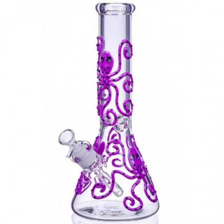 Smokey Octopus - 13" Glow In The Dark Beaker Bong - Purple New