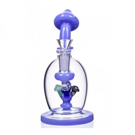 Smokroom - Mushroom Perc Orb Base Tilted Bong - Blue New