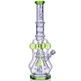 The Amazonian Trophy - LOOKAH PLATINUM SERIES - 19" SMOKING BONG WITH 4 CIRCULAR CHAMBER RECYCLER AND SPRINKLER MUSHROOM PERC - Clear Green New