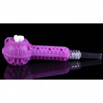 Stratus - 4" Silicone Hand Pipe 2 In 1 With Honey Dab Straw - Pinkish Purple New