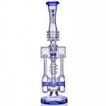 Twin Turbo - Lookah? - 16" Double Barrel Recycler Bong - Clear Blue New