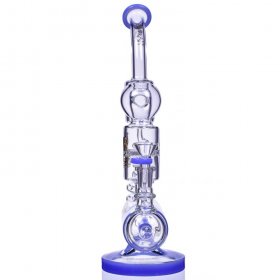 Tezcatlipoca - Lookah? - 13" Coil Perc to Honeycomb Perc Bong - Milky Blue New