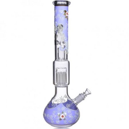 Primrose - 18" Glow In The Dark Beaker Bottom Bong With 10-arm Tree Perc New