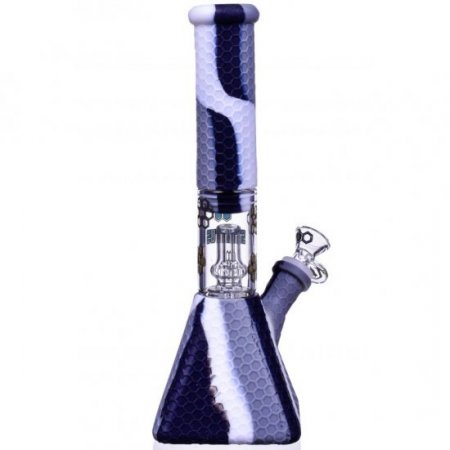 SMOKE PYRAMID - 11" STRATUS PYRAMID SILICONE BONG WITH 19MM DOWN STEM AND 14MM BOWL - Grayish Black New