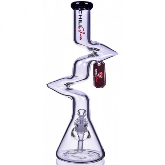 Chill Glass 17\" Double Monster Zong Bong Water Pipe - Black New