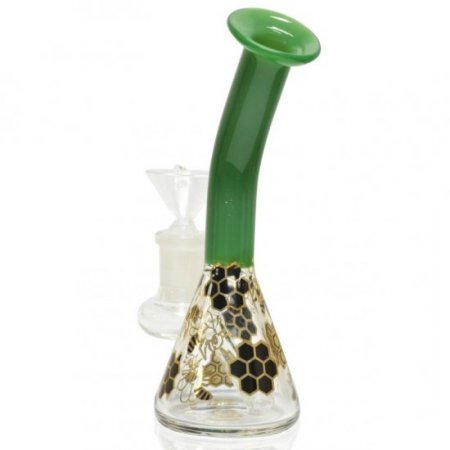 5" Holographic Golden Honeycomb Water Pipe - Green New