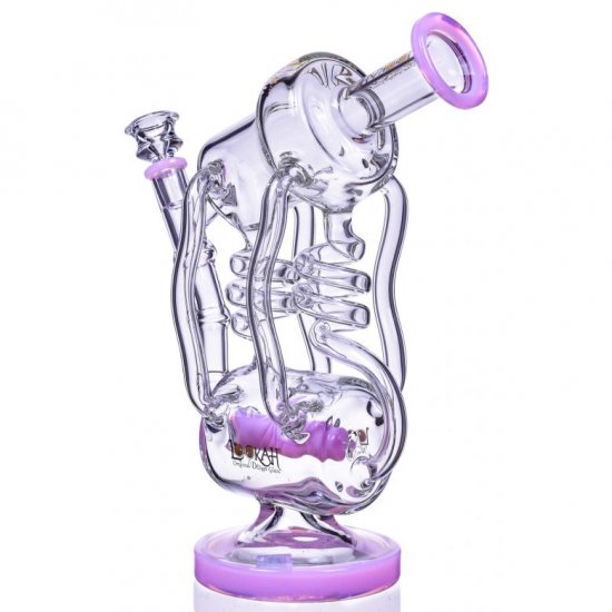 Her Majesty\'s - Lookah? - 11\" Inline to Dual Coil Perc 4-Arm Recycler Bong - American Pink New