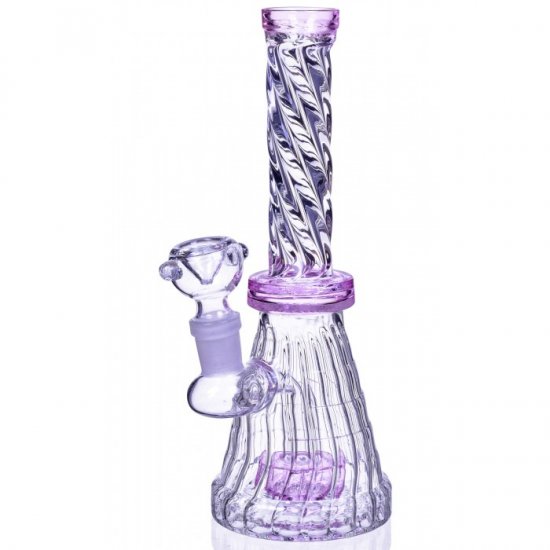 Thunder\'s Calli\'n - 8\" Spiral Design Matrix Perc Beaker Bong - Pink New