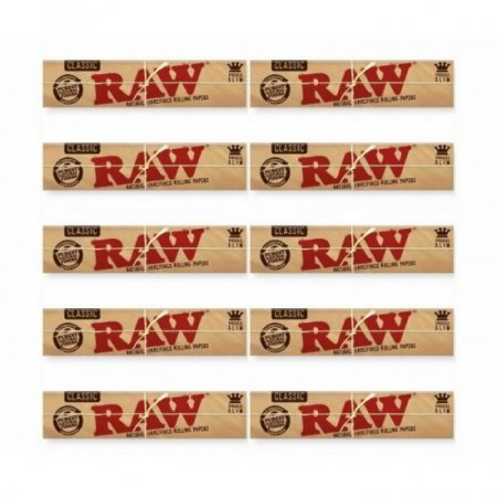 Raw? - Classic Slim Rolling Paper - King Size - 10 Pack New