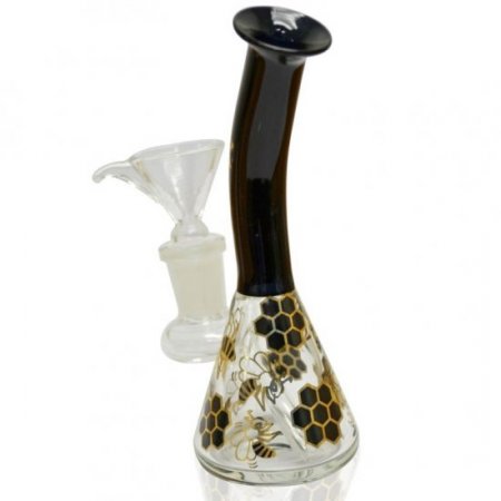 5" Holographic Golden Honeycomb Water Pipe - Black New