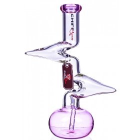 Chill Glass 15" Double Zong Bong w/ Down Stem and 14mm Dry Bowl - Pink New