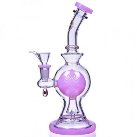 SpikeyBall Smoke - On Point Glass - 10" Tilted Spherical Matrix Perc Bong - Blue New