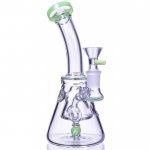 8" Titled Propeller Perc Fabegg Base Bong - Green New