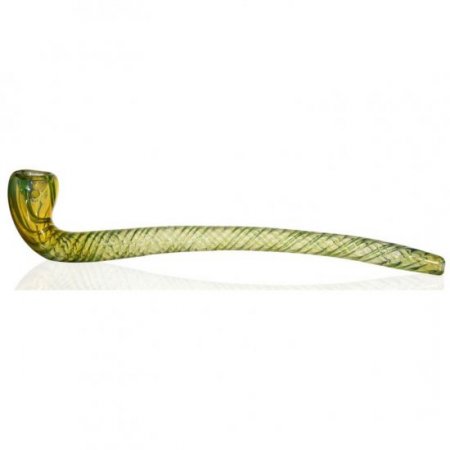 12" Candy Striped Sherlock Glass Hand Pipe - Green Apple New