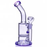 7" Honeycomb Water Pipe With Dry Herb Bowl - Purple New