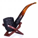 5.5" Italian Dark Fancy wooden pipe With Case New