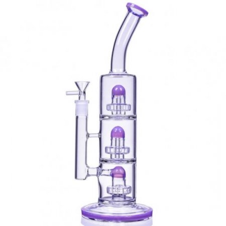 The Defender - 14" Triple Inline Showerhead Bong - American Purple New