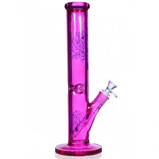 13.5\" Cylinder Bong with Ice Catcher Extra Heavy Bong - Girly Hot Pink Bong New