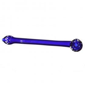 6" Ridged Sherlock Glass Pipe - Blue New