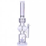 The Eris - Chill Glass - 21" Quad Ball Chamber Sprinkler Perc Bong - White New