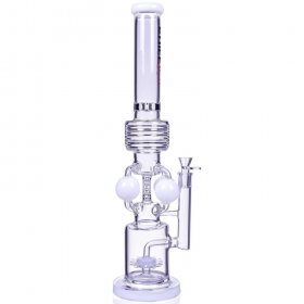 The Eris - Chill Glass - 21" Quad Ball Chamber Sprinkler Perc Bong - White New