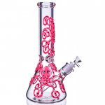 Smokey Octopus - 13" Glow In The Dark Beaker Bong - Pink New