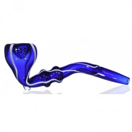 5" Ridged Sherlock Glass Pipe - Blue New