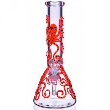 Smokeyoctopus - 13" Glow In The Dark Beaker Bong New