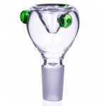 Smoking Accessories 14mm Dry Male Glass Bowl With Green Accent - Dry Herb New