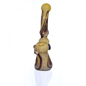 8" Swirled Fritted Bubbler - Golden New