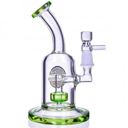 The Attraction - 7" Titled Showerhead Perc Bong/Dab Rig - Clear Green New