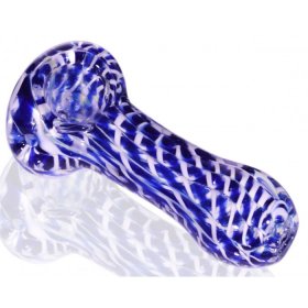 4" Fumed hypnotic Glass Spoon Pipe - Blue New