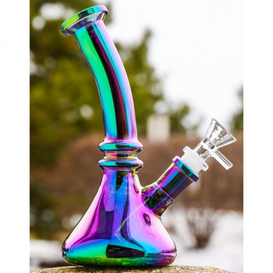 ROYAL SMOKEI\'S - 8\" TILTED NECK SHINY BONG - Rainbow New