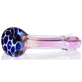 4" Cheetah Bowl Fumed Glass Pipe - Blue Spotted New