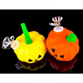 Silicone Pumpkin Mini Bong With Removable Glass Bowl New