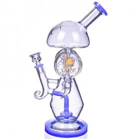 The Smokescope - Lookah? - 13" Platinum Coil to Showerhead Perc Coil Recycler - American Blue New