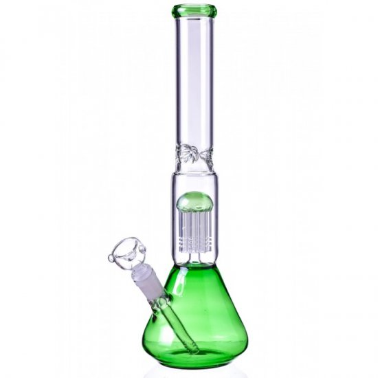 14\" Beaker Base Bong with 8-Arm Tree Perc Water Pipe - Green New