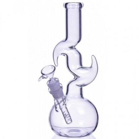 The Time Warp - CLEAR GLASS Bong BUBBLE BEAKER WITH ANGLED NECK New