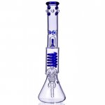 14" Coil Bong With Beaker Bottom Water Pipe - Marble Accents - Blue New