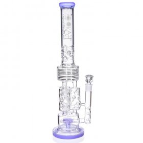 Amethyst Pipe - Lookah Premium Series Bong 20" Sprinkler Perc With Triple Barrel Connected With Single Dome New